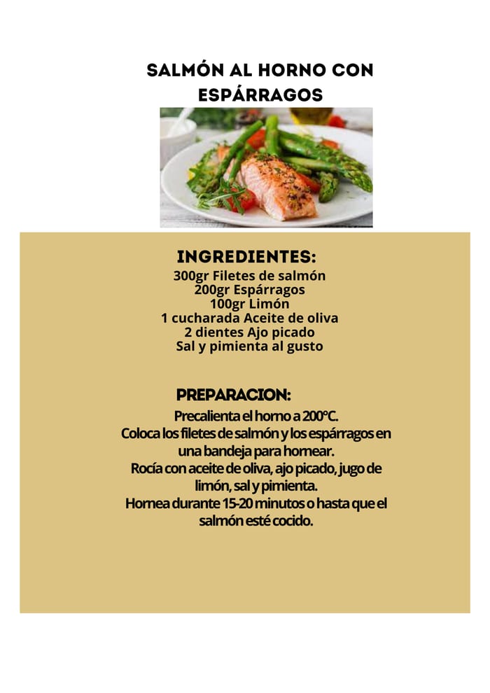 Receta de salmón al horno con espárragos